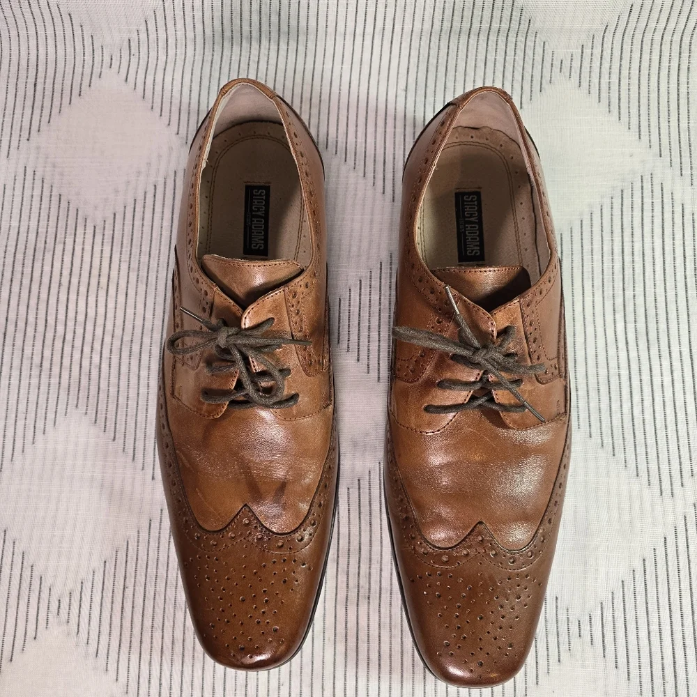 Stacy Adams Men's Size 13M Leather Wingtip Dress Shoes Brown 24738-221